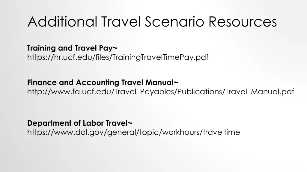 additional travel scenario resources