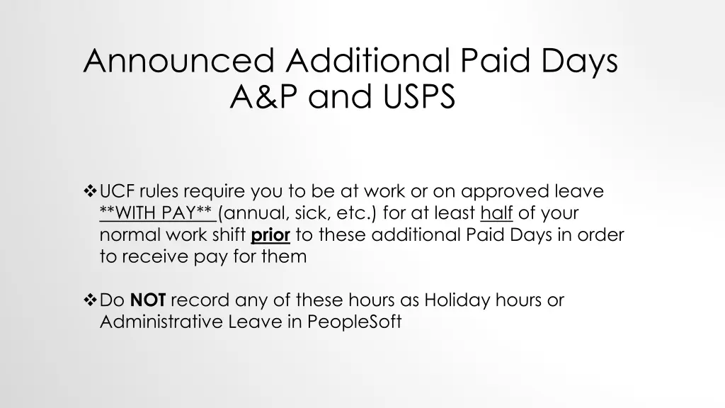 announced additional paid days a p and usps