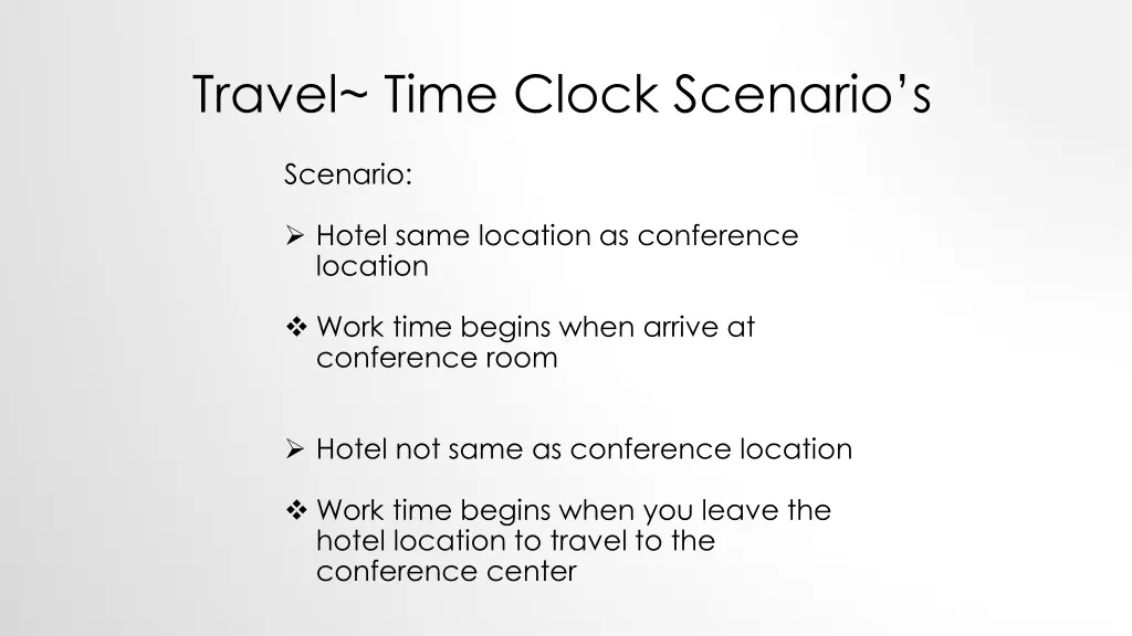 travel time clock scenario s