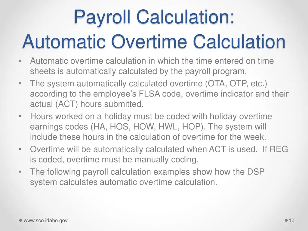 payroll calculation automatic overtime