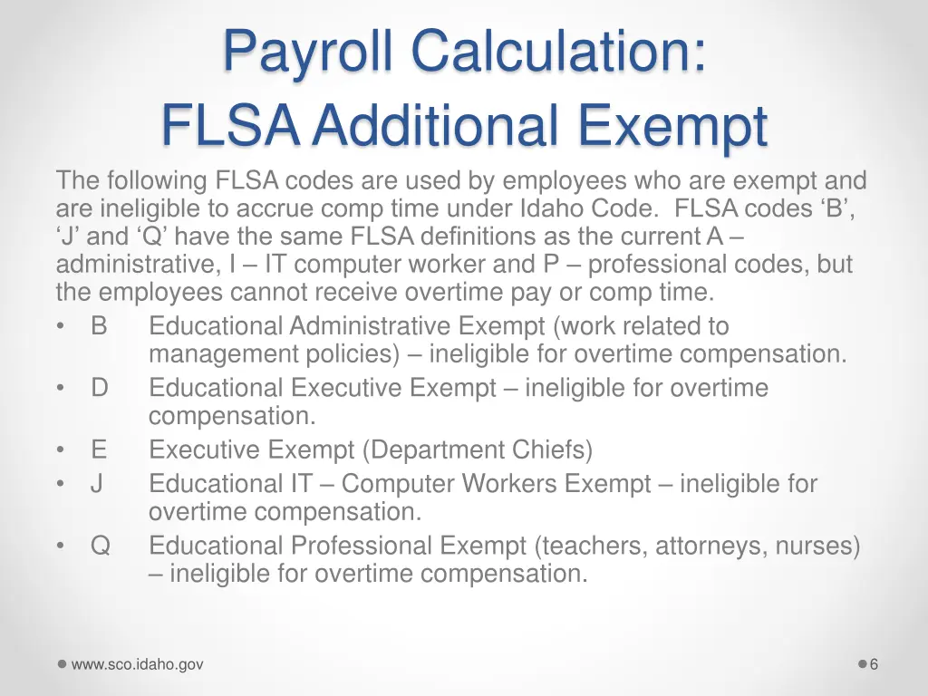 payroll calculation flsa additional exempt