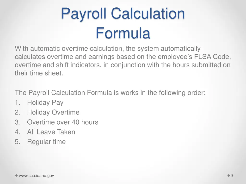 payroll calculation formula with automatic