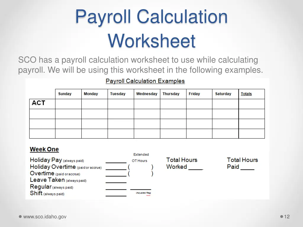 payroll calculation worksheet sco has a payroll