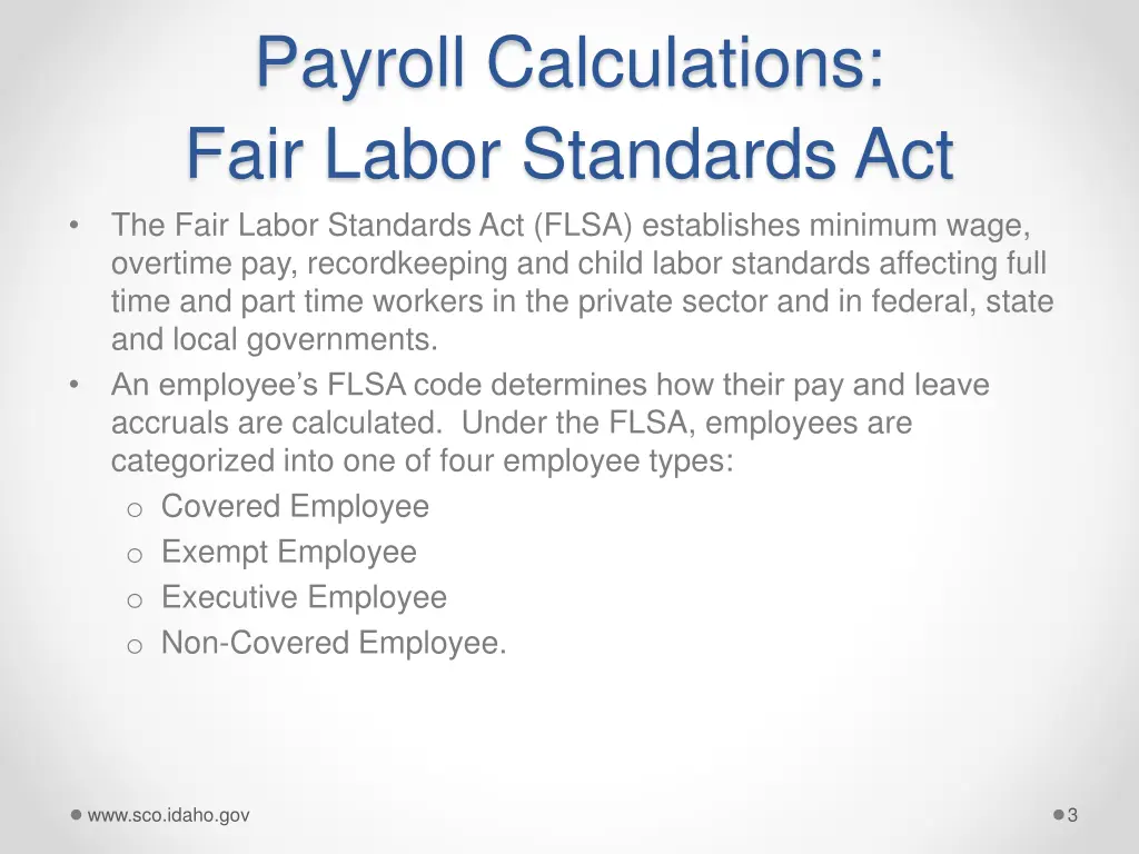 payroll calculations fair labor standards