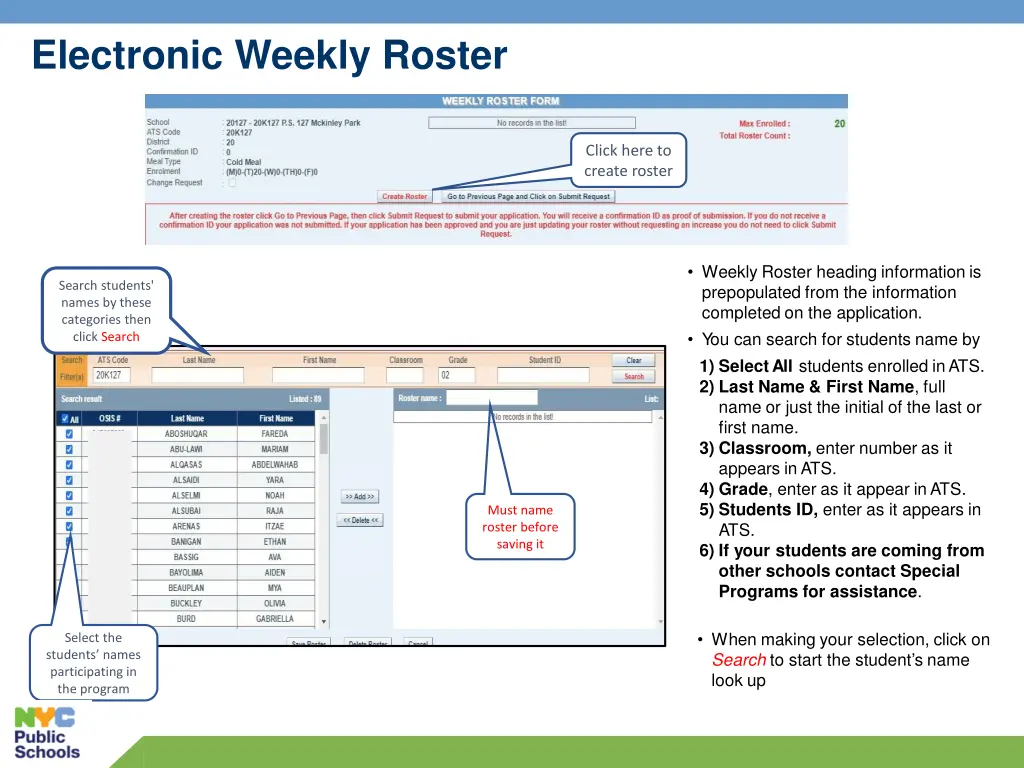 electronic weekly roster