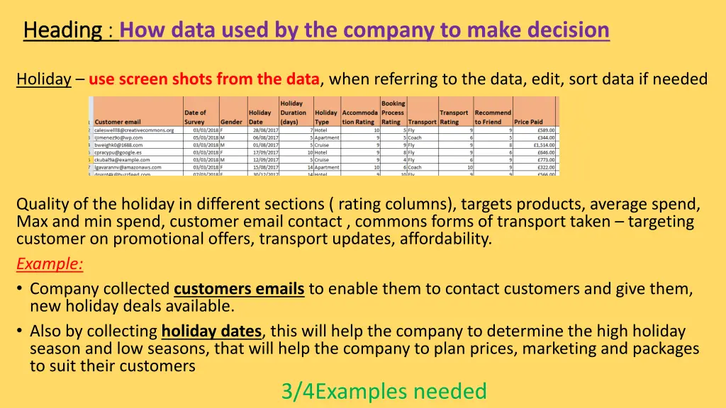 heading heading how data used by the company