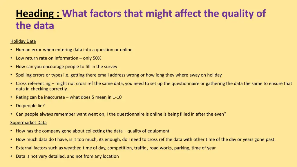 heading what factors that might affect