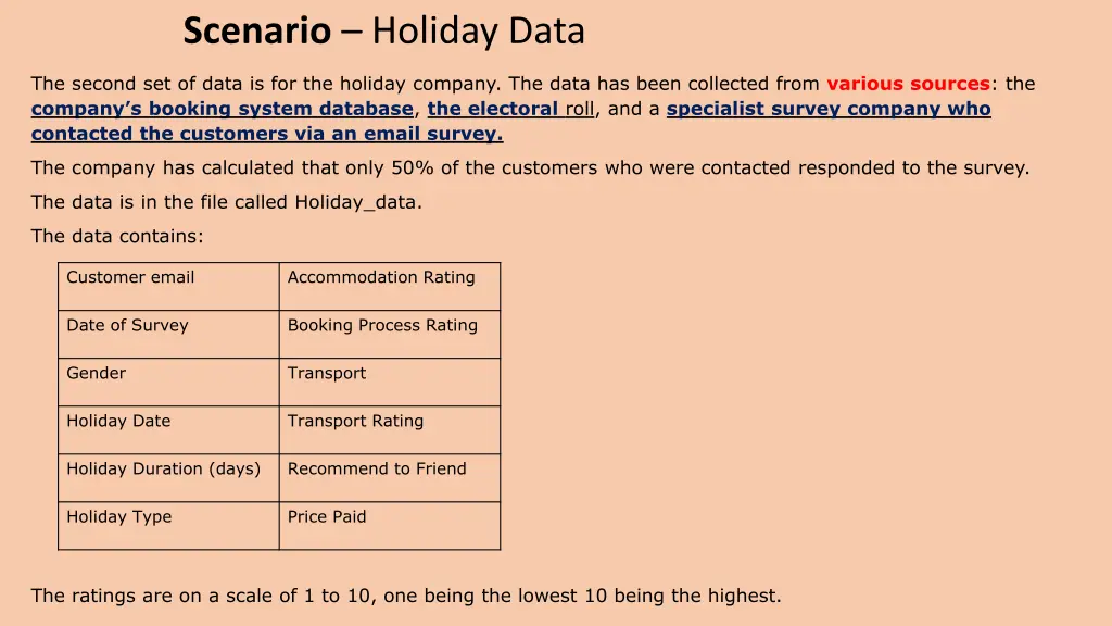 scenario holiday data