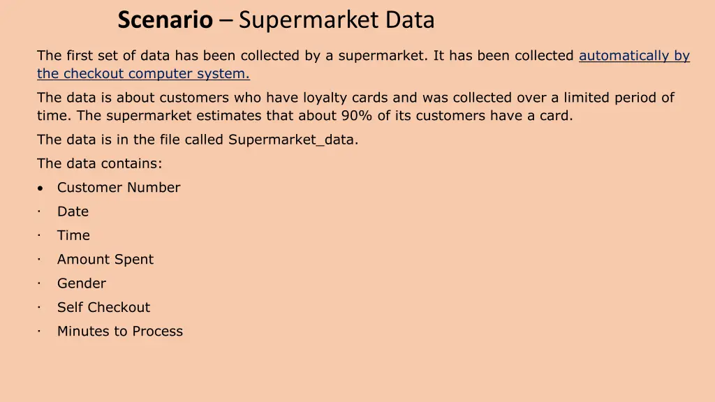 scenario supermarket data