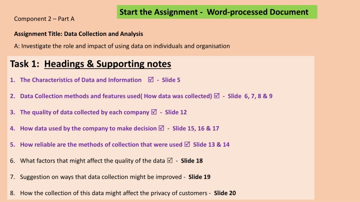 start the assignment word processed document