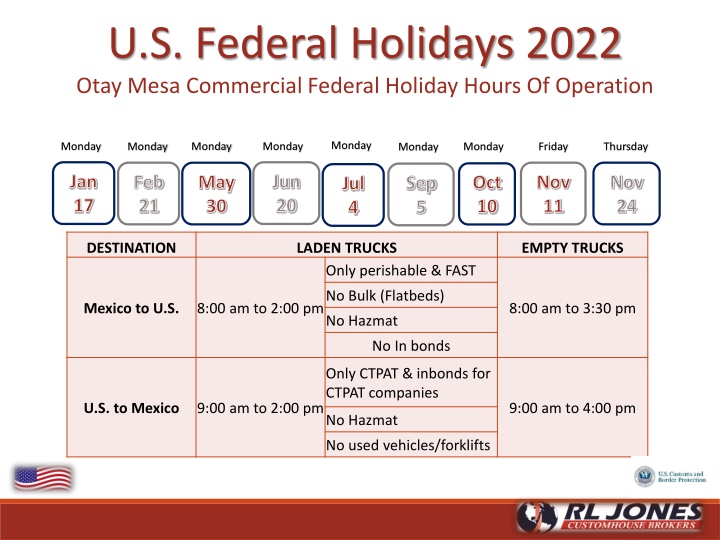 u s federal holidays 2022 otay mesa commercial