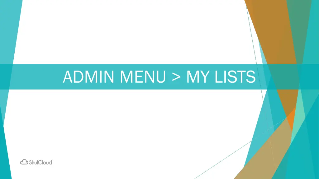 admin menu my lists