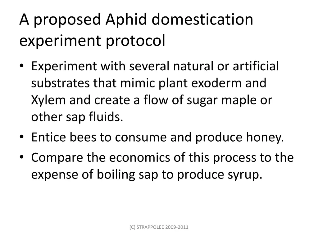 a proposed aphid domestication experiment protocol