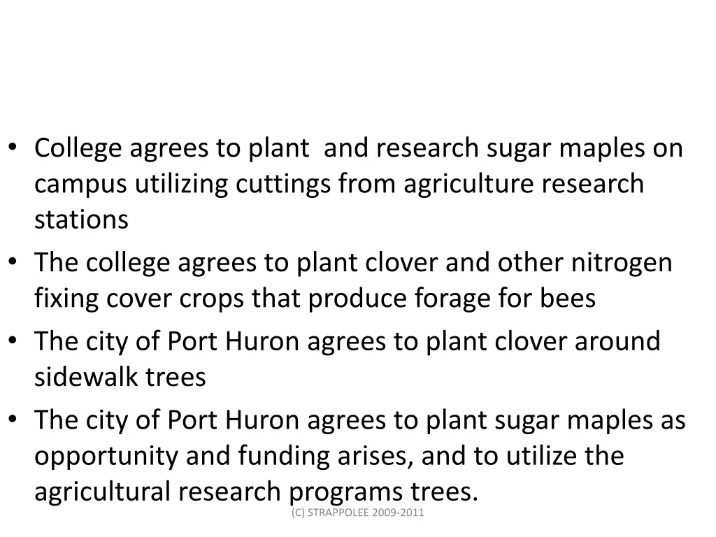 college agrees to plant and research sugar maples