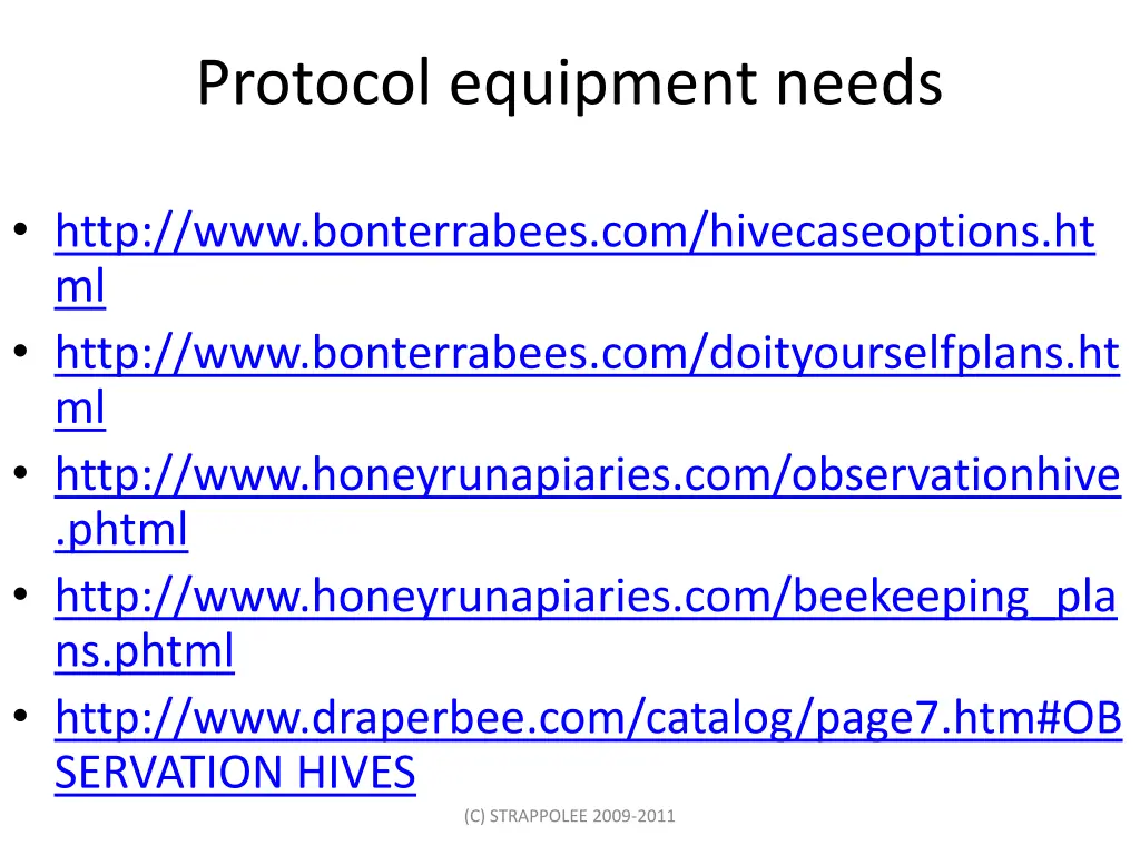 protocol equipment needs