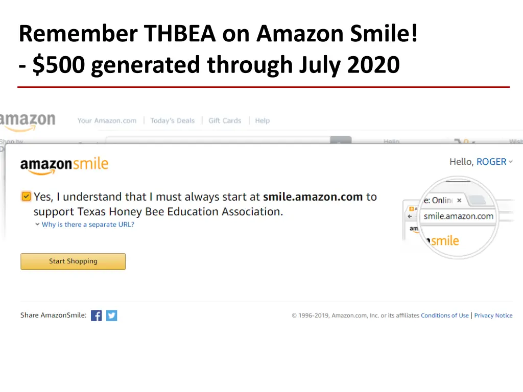 remember thbea on amazon smile 500 generated