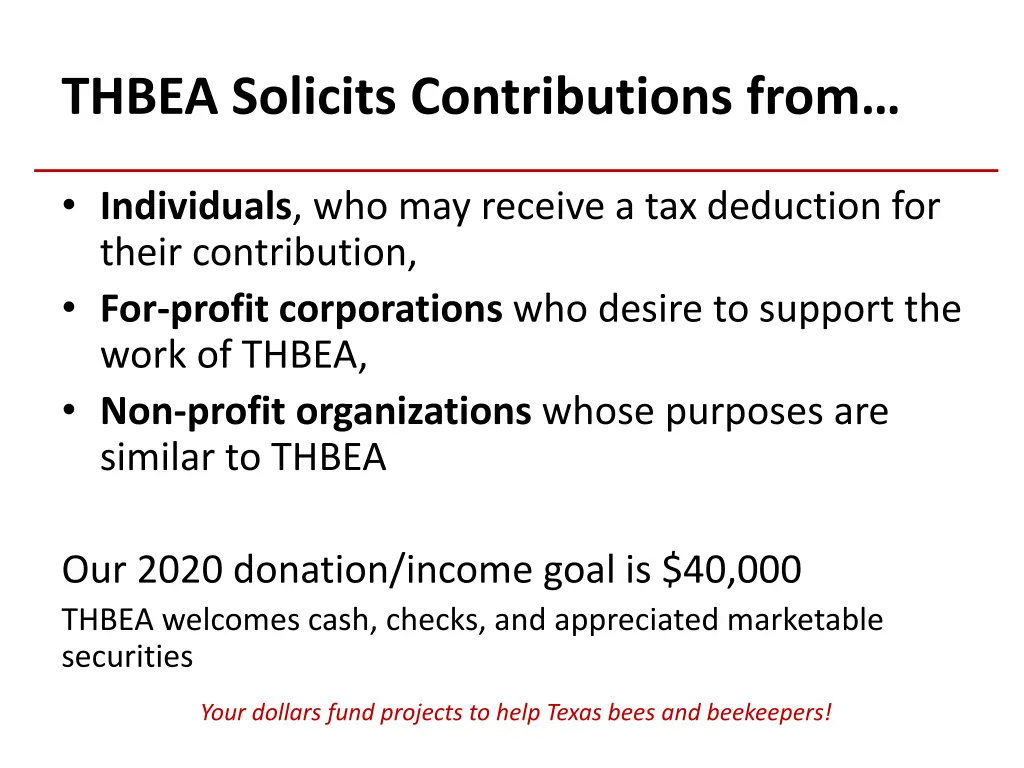 thbea solicits contributions from