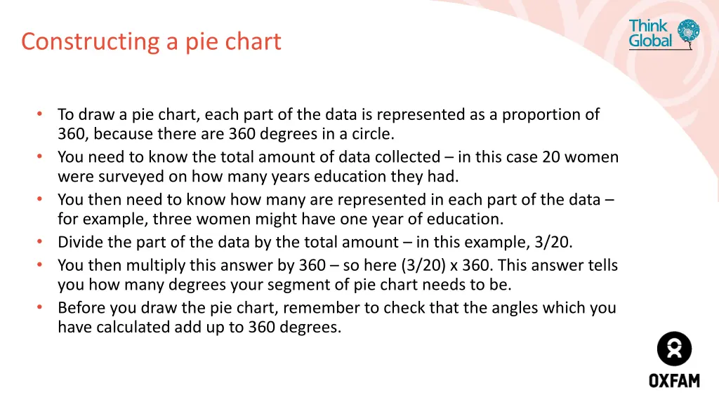 constructing a pie chart