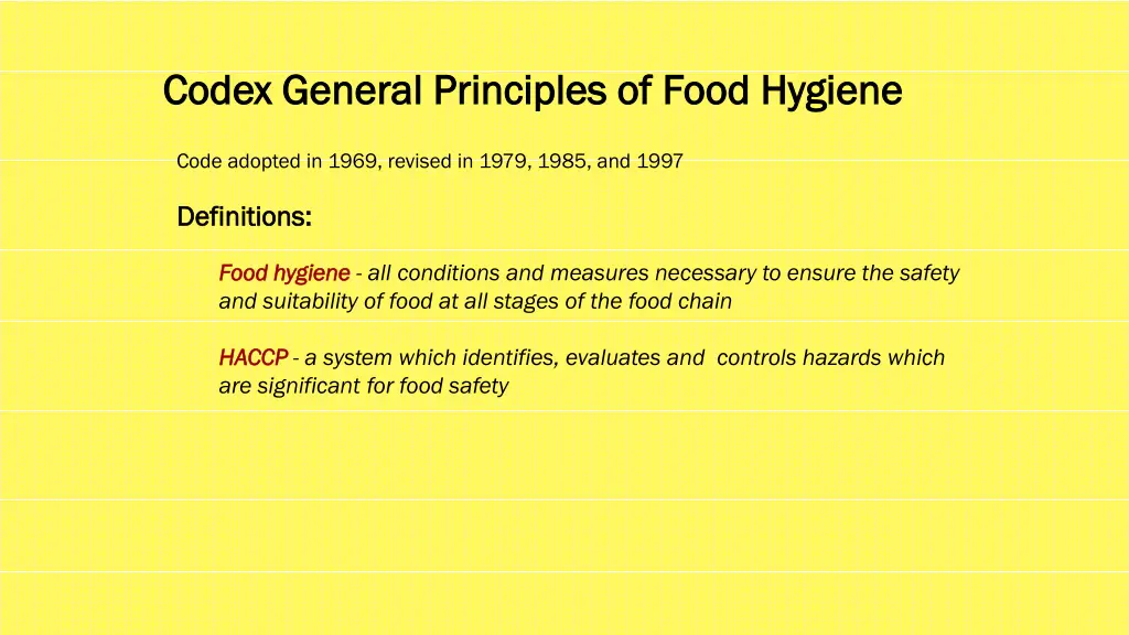 codex general principles of food hygiene codex