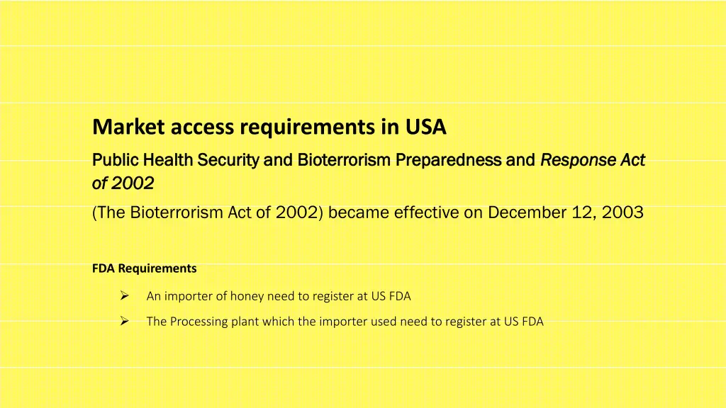 market access requirements in usa public health