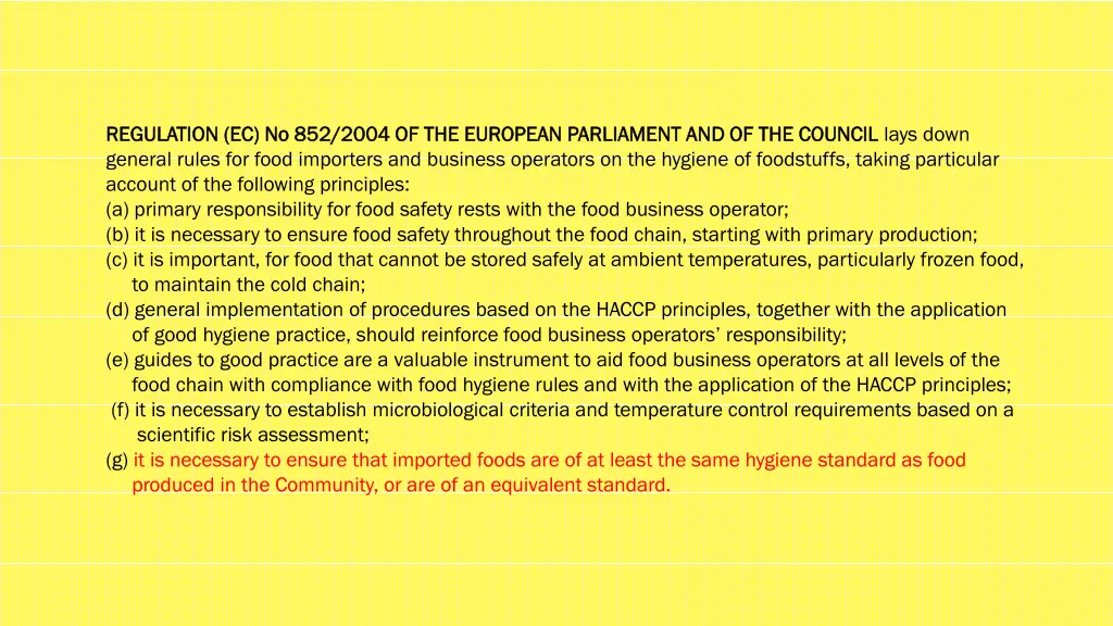 regulation ec no 852 2004 of the european