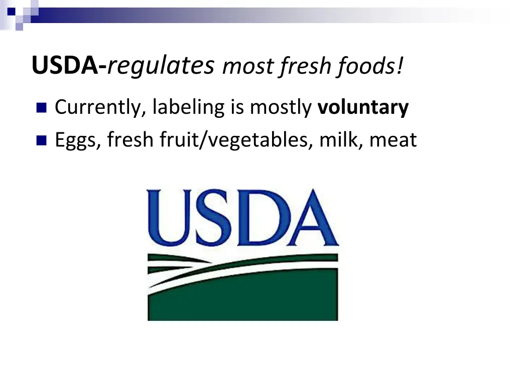 usda regulates most fresh foods