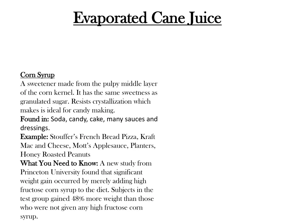 evaporated cane juice evaporated cane juice