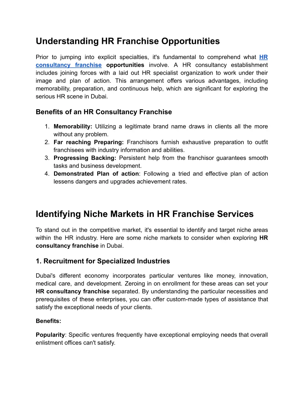 understanding hr franchise opportunities