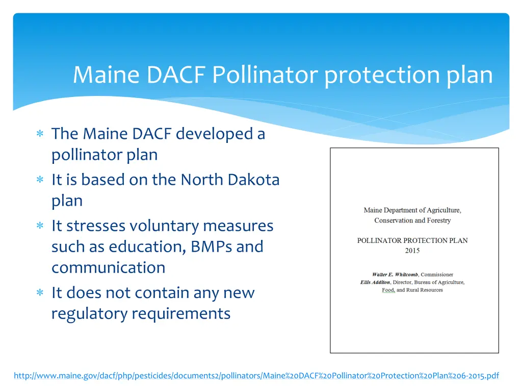 maine dacf pollinator protection plan