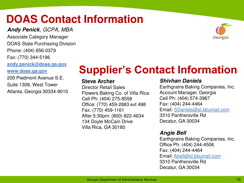 doas contact information andy penick gcpa