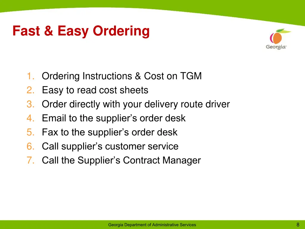 fast easy ordering