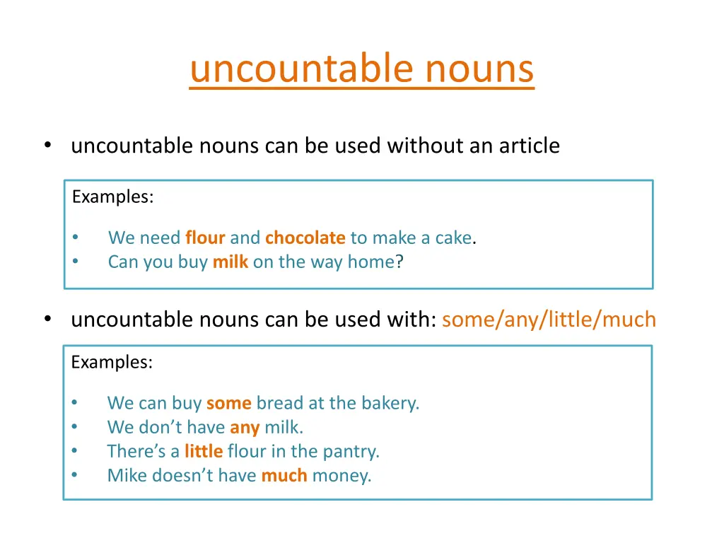 uncountable nouns 2