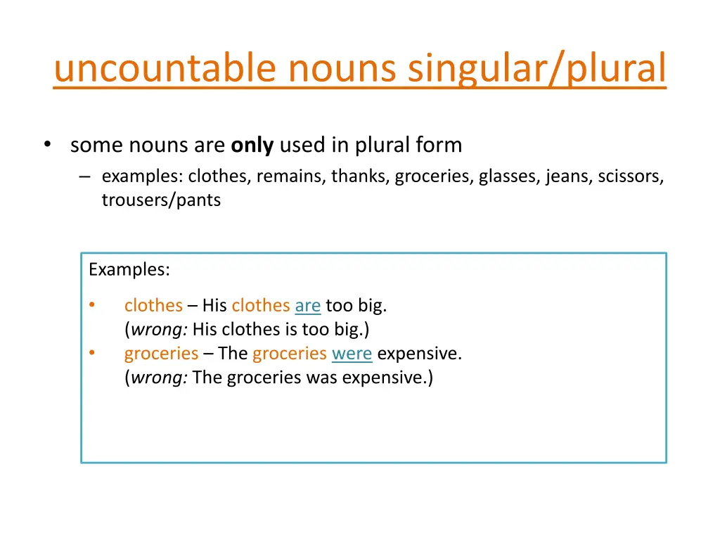 uncountable nouns singular plural 1