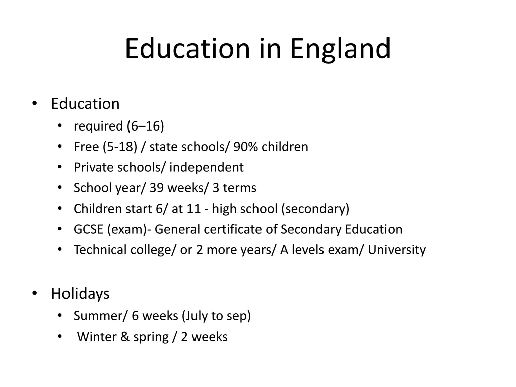 education in england