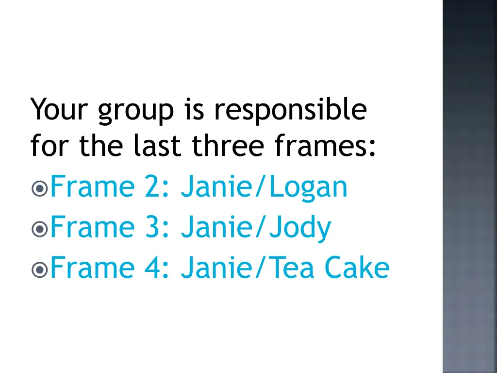 your group is responsible for the last three