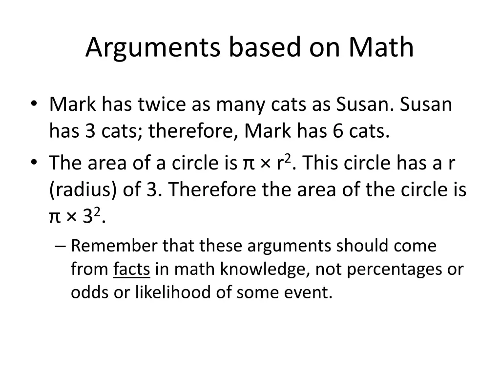 arguments based on math