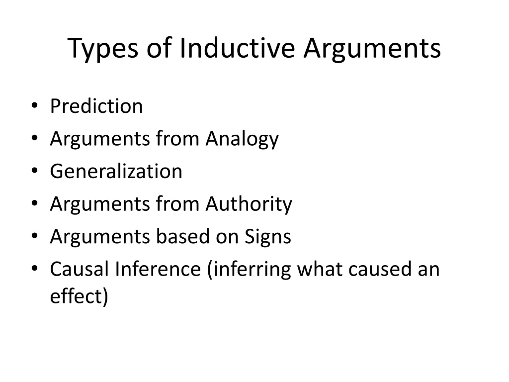 types of inductive arguments