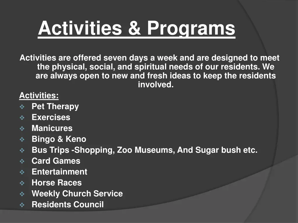 activities programs