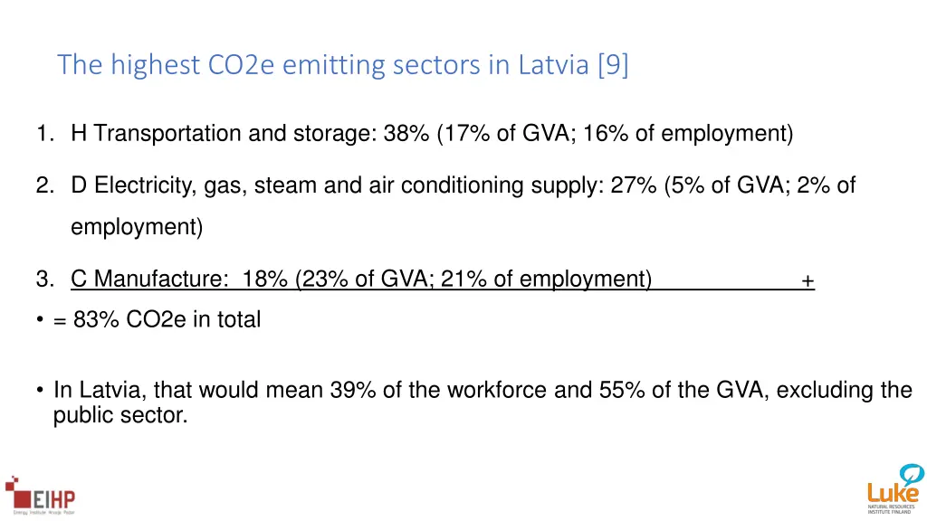 the highest co2e emitting sectors in latvia 9