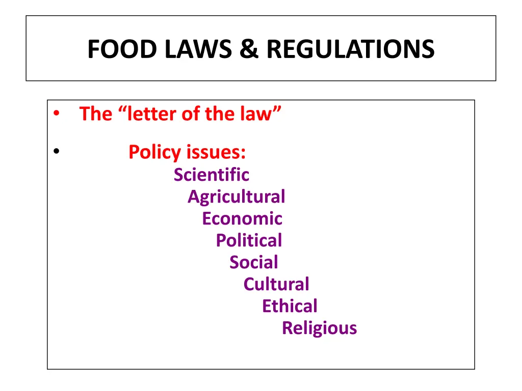 food laws regulations