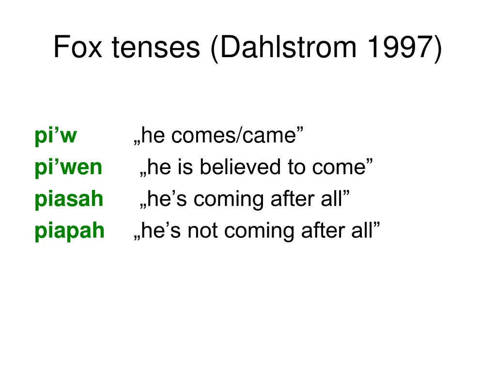 fox tenses dahlstrom 1997