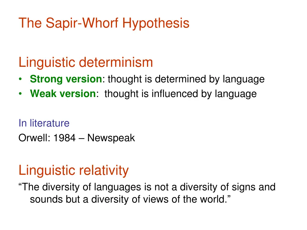 the sapir whorf hypothesis