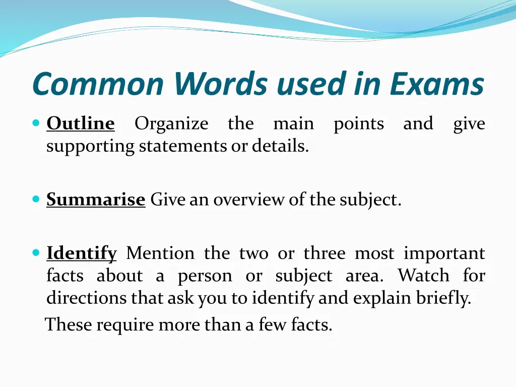 common words used in exams 2