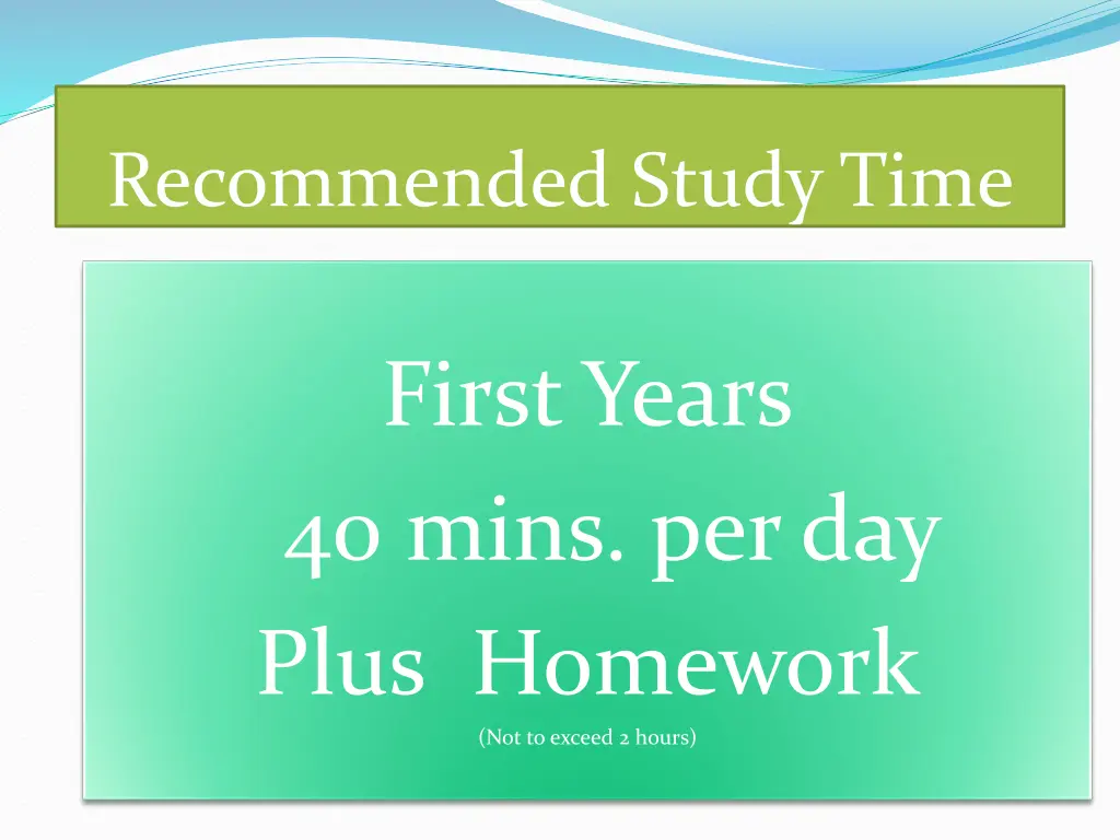 recommended study time