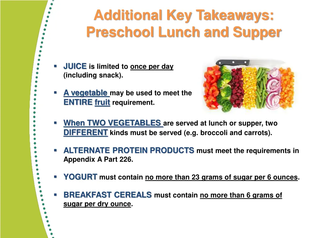 additional key takeaways preschool lunch