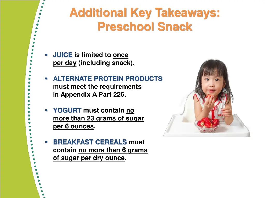 additional key takeaways preschool snack