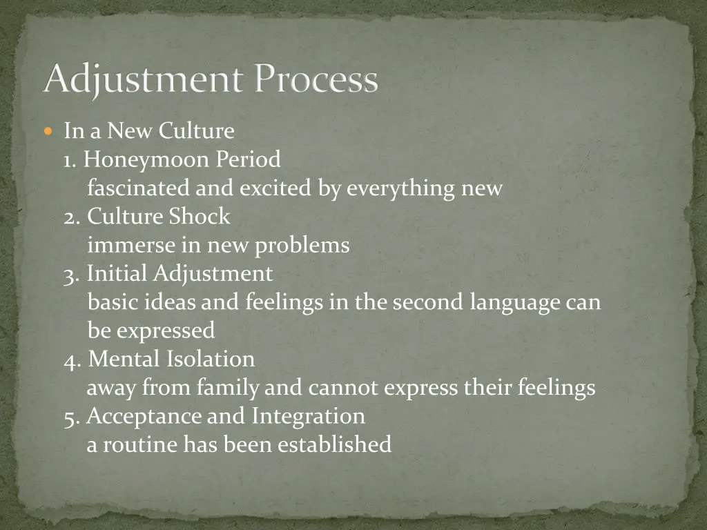 adjustment process