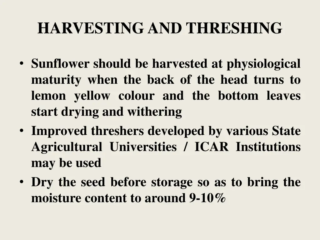 harvesting and threshing