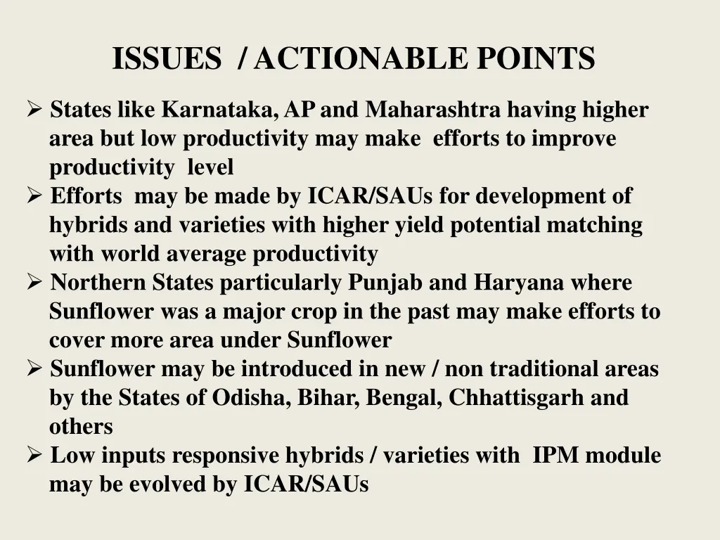 issues actionable points