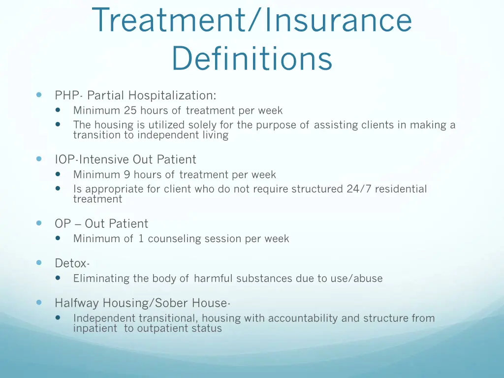 treatment insurance definitions